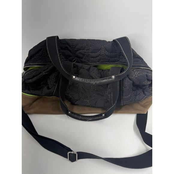 Fossil Key-Per Quilted Nylon Tote Shoulder Bag Black Green Travel Overnight main image 9